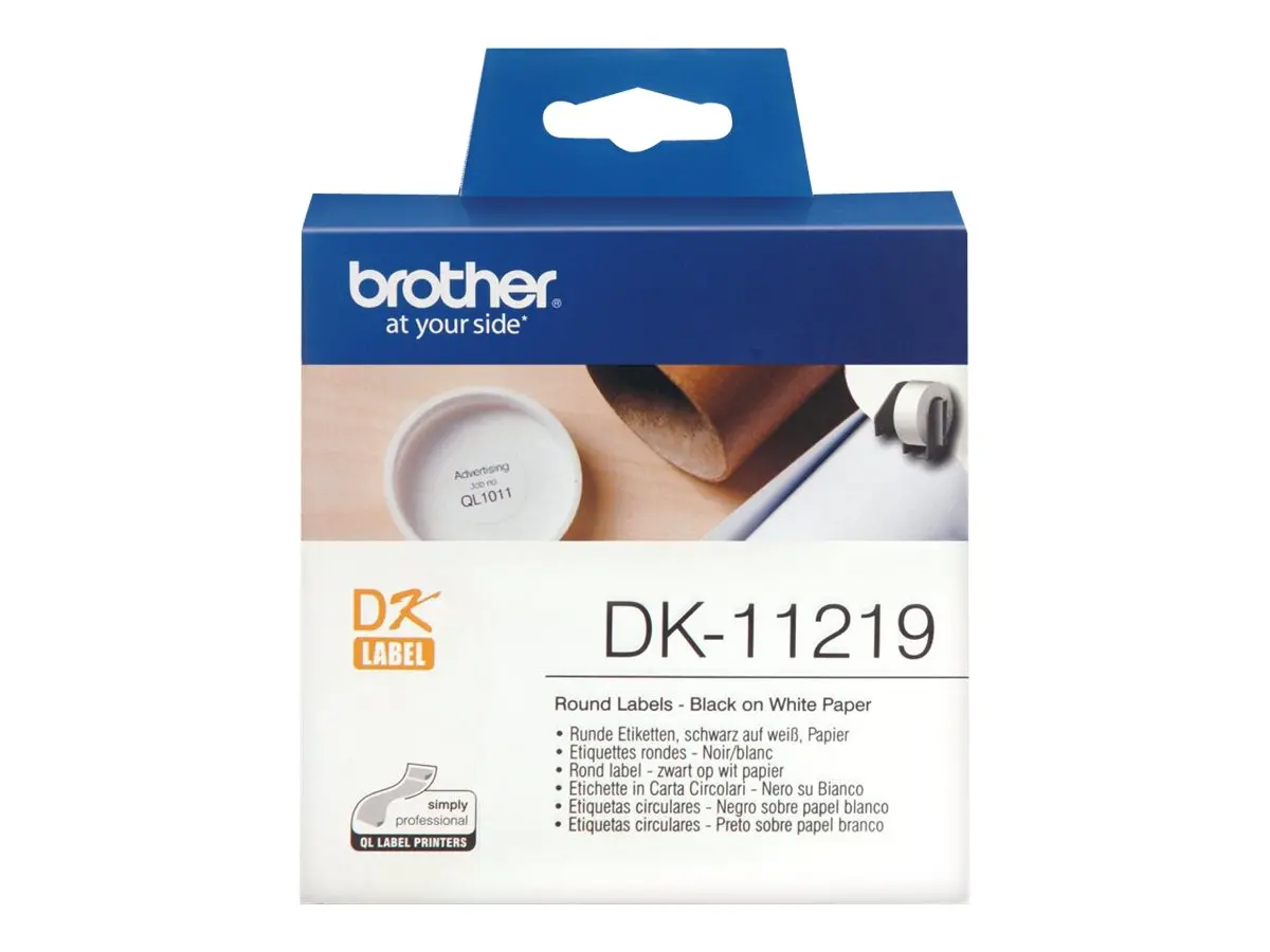 Consumabil, Brother DK-11219 Round Paper 1/2" label 12mm x 12mm x 1200 (Negru pe Alb) - image 1