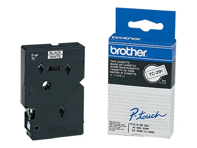 BROTHER P-Touch TC-291 negru pe alb 9mm