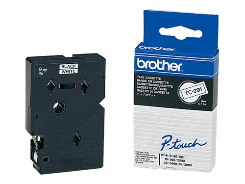 BROTHER P-Touch TC-291 black on white 9mm - image 1