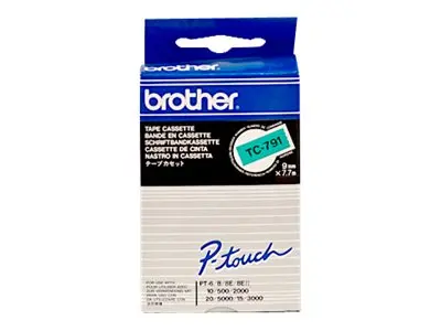 BROTHER P-Touch TC-791 black on green 9mm - image 1
