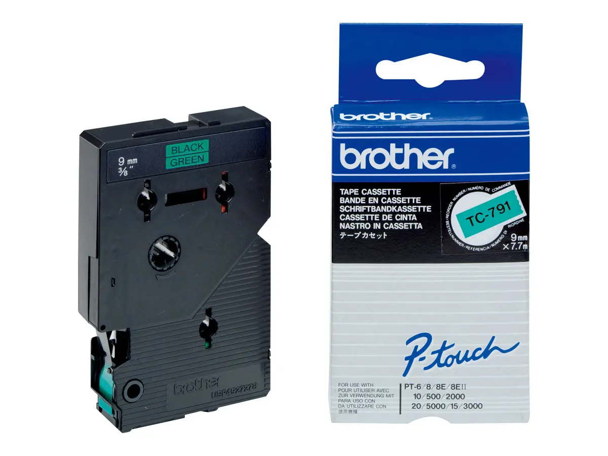 BROTHER P-Touch TC-791 black on green 9mm - image 2