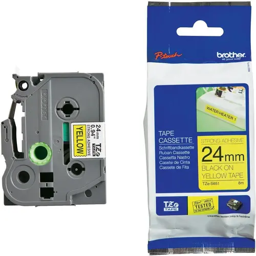Консуматив, Brother TZe-S651 Tape Black on Yellow, Strong Adhesive, 24mm, 8 m - Eco