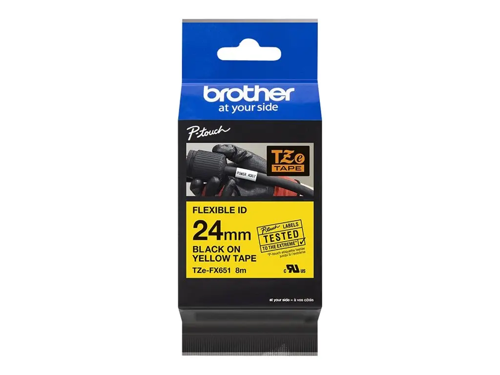 Консуматив, Brother TZe-FX651 Tape Black on Yellow, Flexible ID, 24mm, 8m - image 3