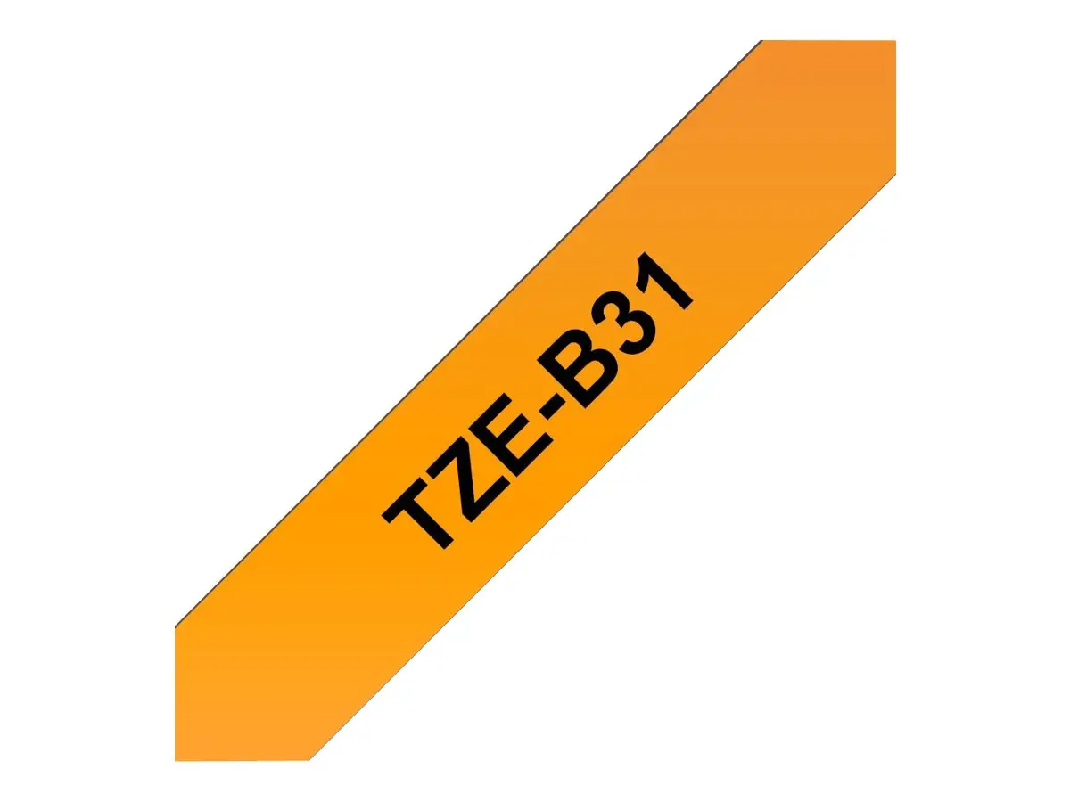 Αναλώσιμο, Brother TZe-B31 12mm Μαύρο σε φθορίζον πορτοκαλί, πλαστικοποιημένη, 12mm - image 1