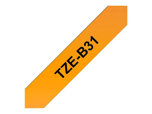 Consumabil, Brother TZe-B31 12mm Negru pe portocaliu fluorescent, laminată, 12mm - 2