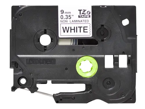 TZ Tape 9mm Black on White, Non Laminated, 8m lenght, for P-Touch