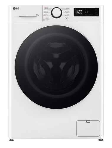 Пералня, LG F4WR511S0W, Washing Machine, 11 kg, 1400 rpm, AI DD, TurboWash 360°, Steam, Door with tempered glass, Stainless steel fins (99% antibacterial*), Smart Diagnosis, Energy Efficiency A, Spin Efficiency A, White