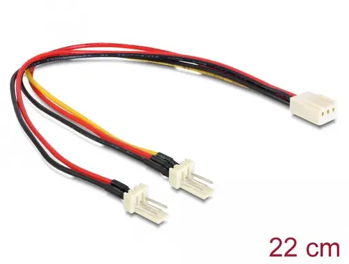 Cablu DeLock Molex, 3 pin mamă - 2 x Molex 3 pin tată (fan), 22 cm - 1