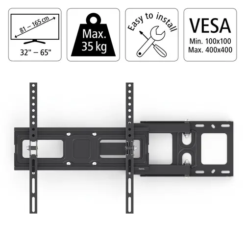 Επιτοίχια βάση Hama Fullmotion TV, 32-65", ρυθμιζόμενη, Μαύρη - 5