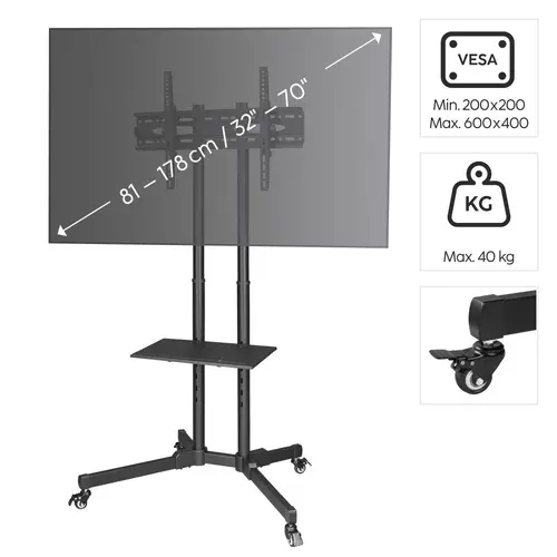 HAMA Κινητή βάση για τηλεόραση Trolley, έως 75", 220874 - 6