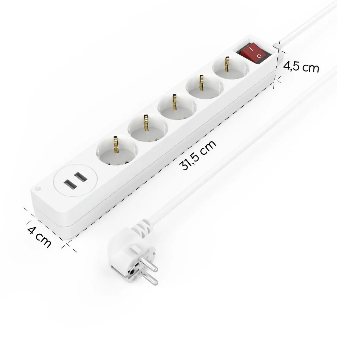 Разклонител HAMA USB 3.4A, 5 гнезда, 2x USB, 3400mA, 223183 - image 8