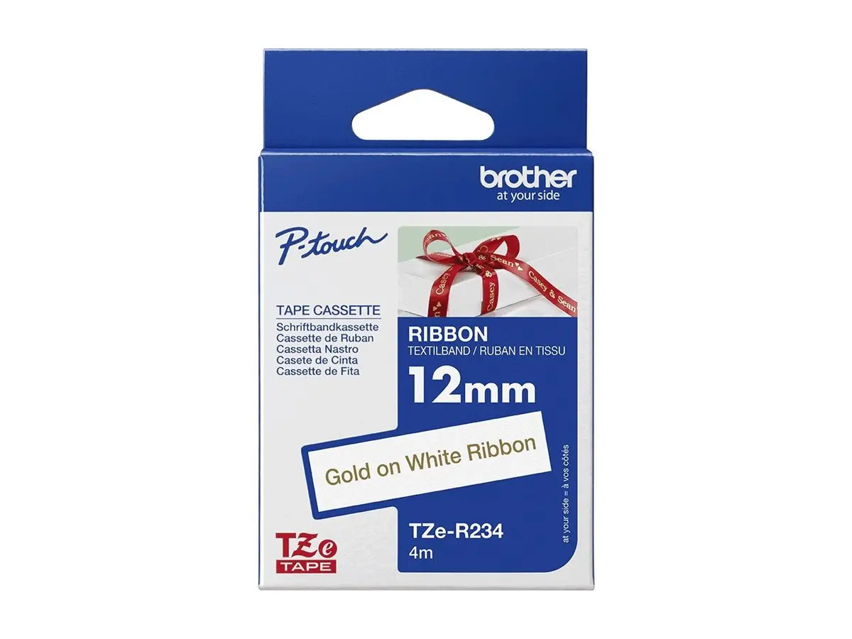 BROTHER TZe-R234 textile tape gold/white 12mm/4m - image 2