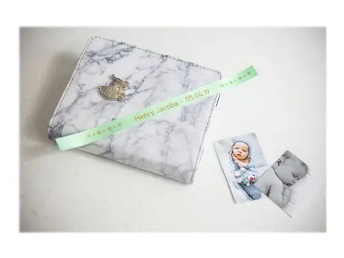 BROTHER P-Touch 12mm mint green/gold ribbon tape - image 1