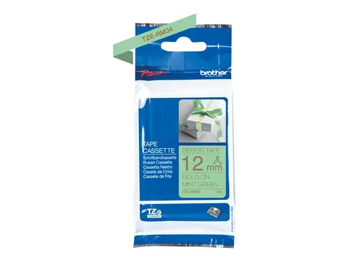 BROTHER P-Touch 12mm mint green/gold ribbon tape - image 2