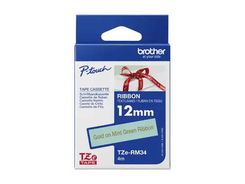 BROTHER P-Touch 12mm mint green/gold ribbon tape - image 4