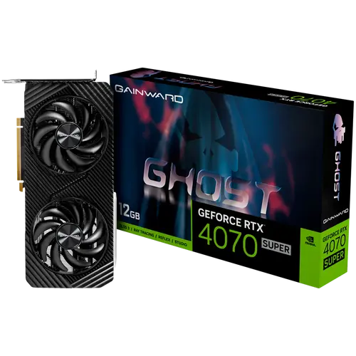 Gainward GeForce RTX 4070 Super Ghost 12GB GDDR6X, 192 bit, 1x HDMI 2.1, 3x DP 1.4a, 2 Fan, 1x 16-pin power connector, recommended PSU 750W, NED407S019K9-1043B