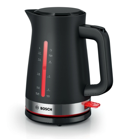 Електрическа кана, Bosch TWK4M223, MyMoment Plastic Kettle, 2400 W, 1.7 l, Interior light, Cup indicator, Limescale filter, Triple safety function, Black