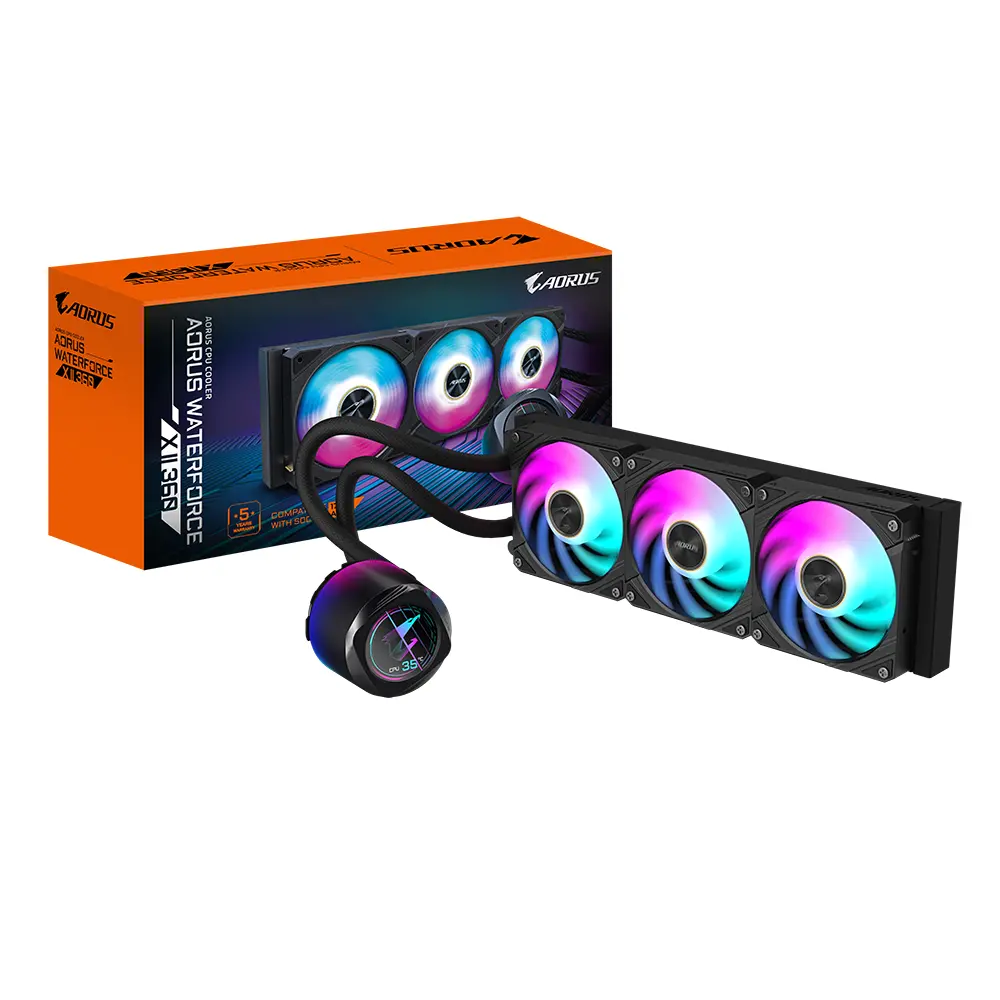 Охладител за процесор Gigabyte AORUS WATERFORCE X II 360 Black, LCD Display - image 4