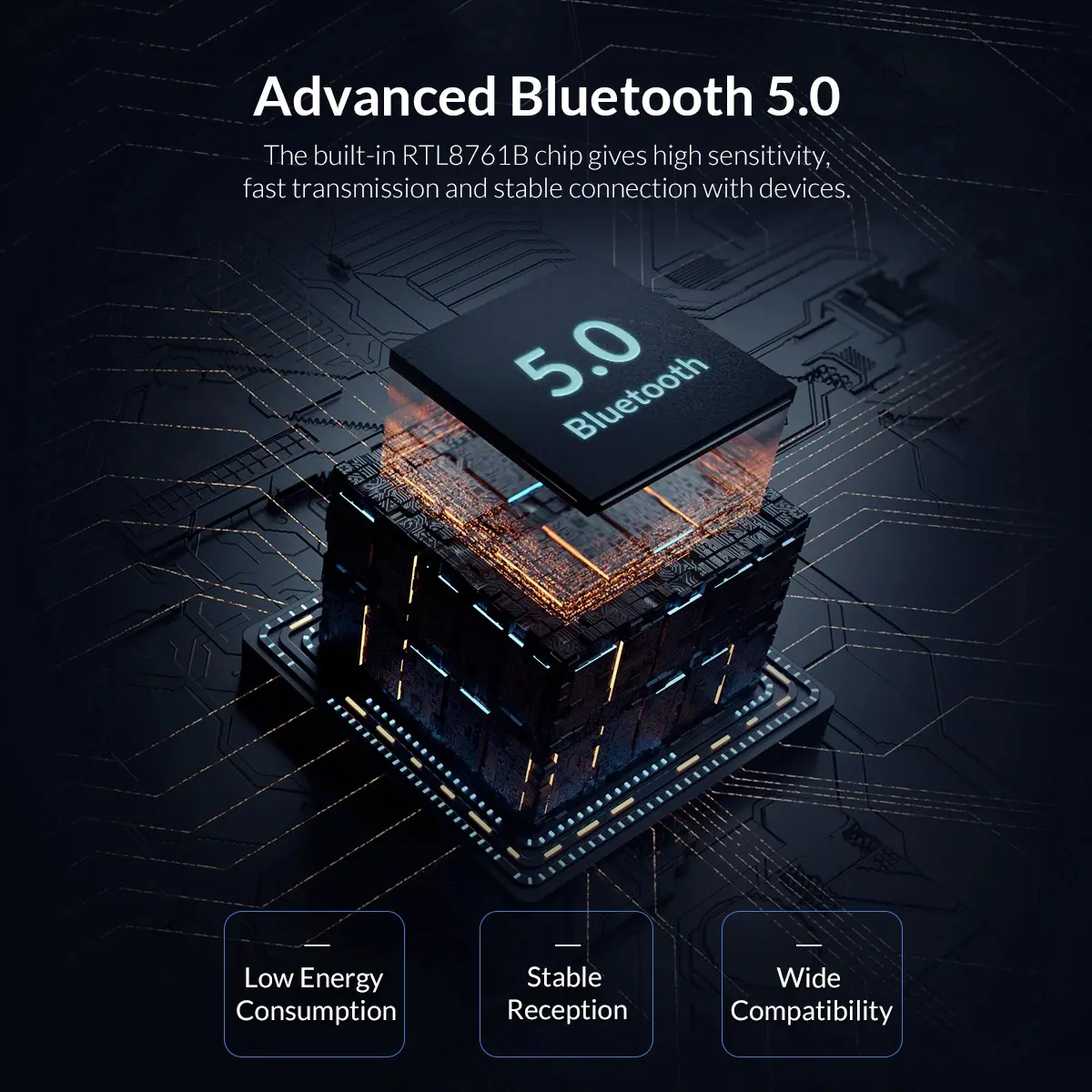 Orico блутут адаптер Bluetooth 5.0 USB adapter, black - BTA-608-BK - image 6