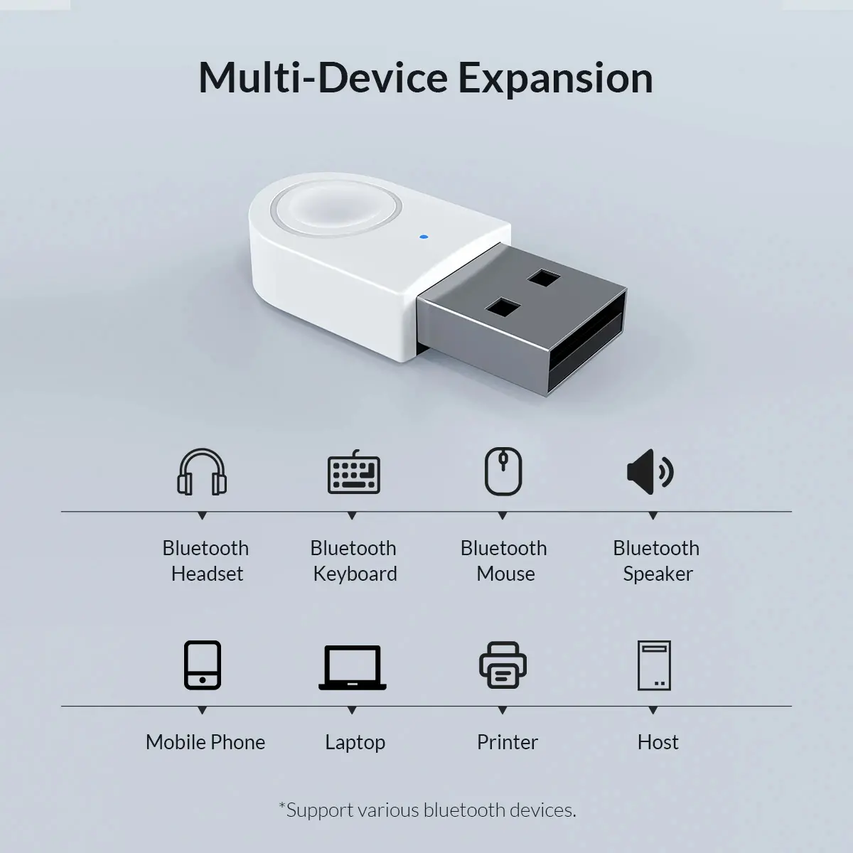 Orico блутут адаптер Bluetooth 5.0 USB adapter, black - BTA-608-BK - image 9
