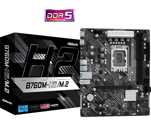 Placă de bază, ASROCK B760M-H2/M.2 /D5/1700 - 1
