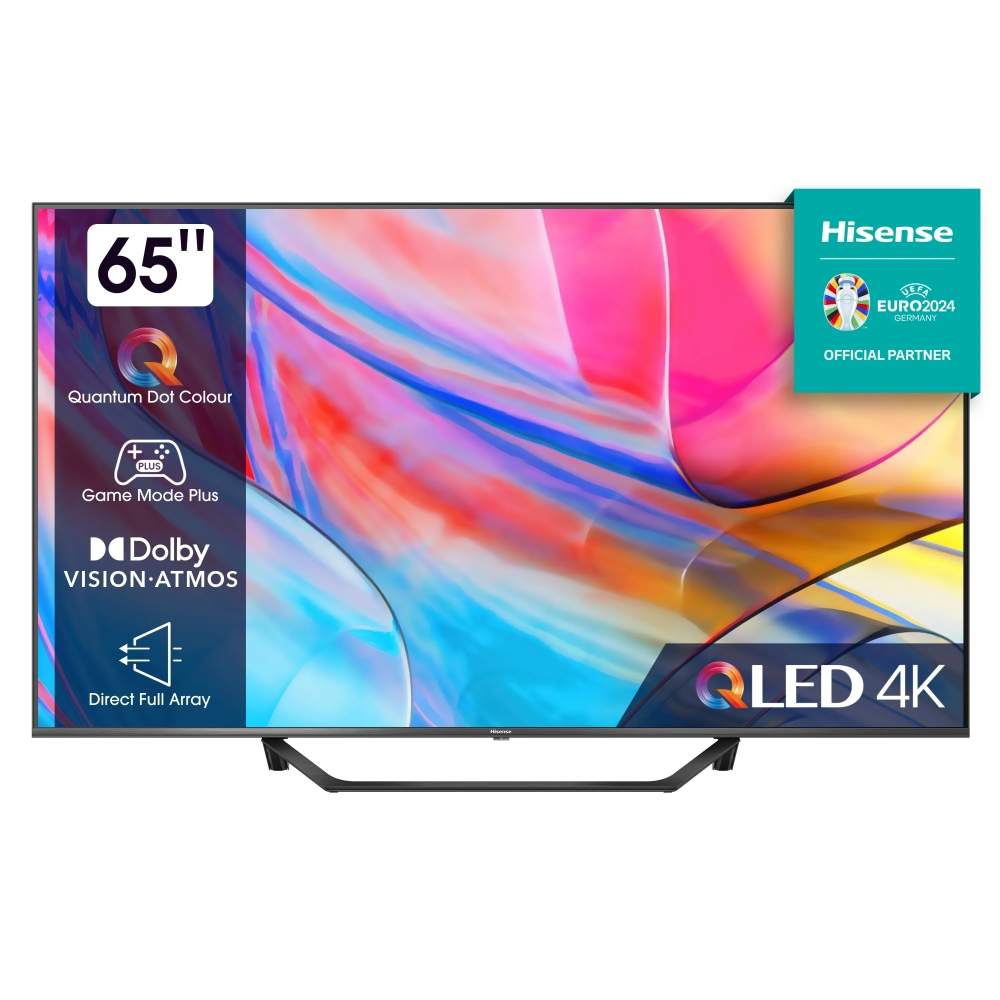 Телевизор, Hisense 65" A7KQ, 4K Ultra HD 3840x2160, QLED, FALD, Quantum Dot, HDR 10+, HLG, Dolby Vision, Dolby Atmos, Smart TV, WiFi 5GHz, WiFi Direct, BT, Anyview Cast, 3xHDMI, 2xUSB, LAN, CI+, DVB-T2/C/S2, Dark Grey