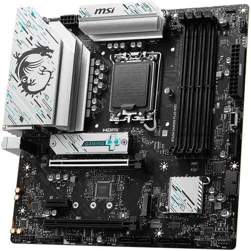 MSI Main Board Desktop B760M GAMING PLUS WIFI, LGA 1700, 4xDDR5, mATX, Dual Channel DDR5 6800(OC)MHz, 2x PCIe x16 slots, 2x M.2 slots, 2x HDMI, 2x USB 3.2 Gen 2x2, 4x USB 3.2 Gen 1, 4x USB 2.0, 7.1 HD Audio, 2.5Gbps LAN, WI-Fi 6E, BT, 3Y