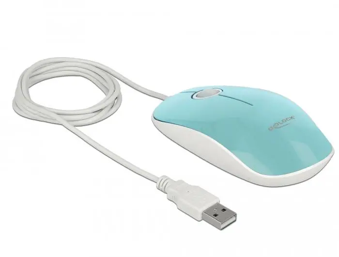 Оптична мишка DeLock, USB-A, Кабел 1.3 м, USB, 1200 dpi, Tюркоаз - image 2