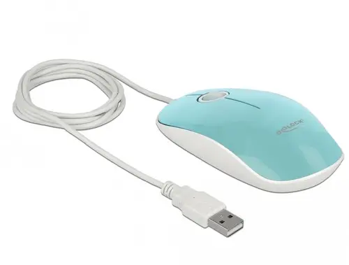 Оптична мишка DeLock, USB-A, Кабел 1.3 м, USB, 1200 dpi, Tюркоаз - image 2