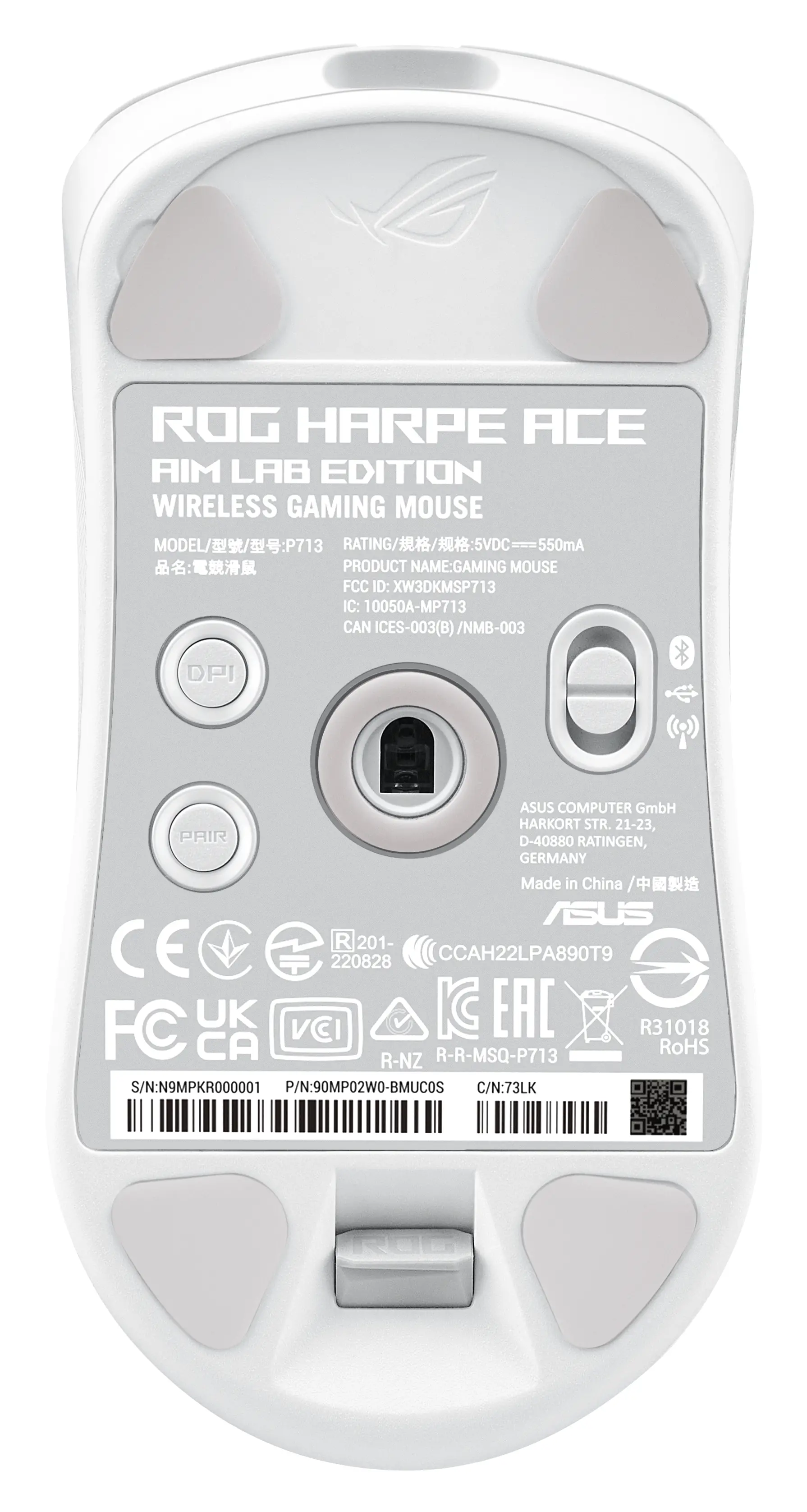 Мишка, Asus ROG Harpe Ace Aim Lab Edition Gaming Mouse, 54 g Ultra-Lightwieght, Connectivity (2.4GHz RF, Bluetooth, Wired), 36K DPI Sensor, 5 Programmable Buttons, ROG SpeedNova, Esports & FPS Gaming - image 8