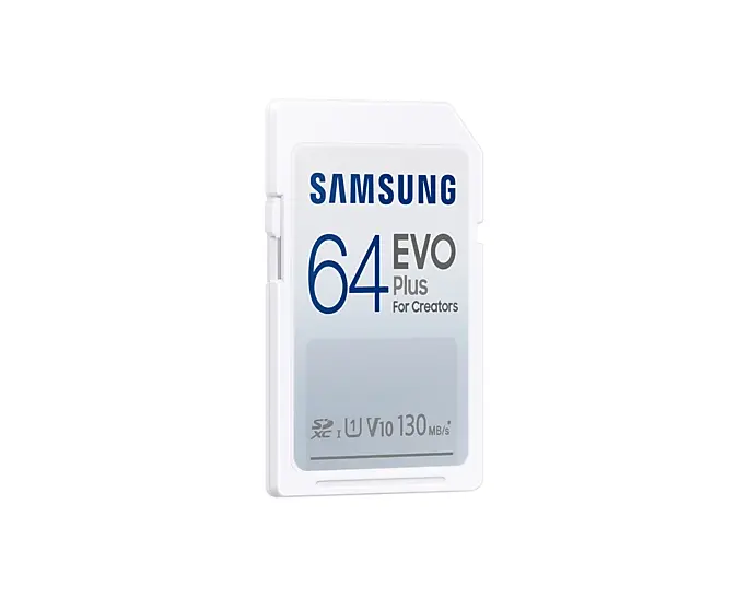 Карта памет Samsung EVO Plus, SD Card, 64GB, Бяла - image 1