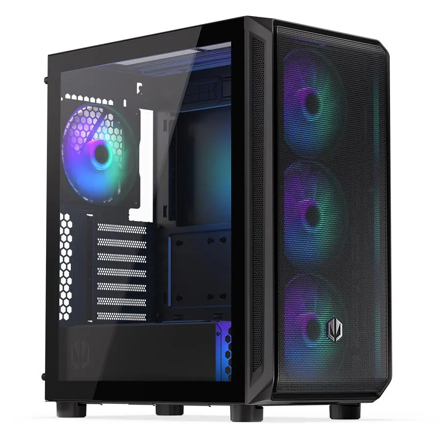 Endorfy Arx 500 ARGB, Mid-Tower, ATX/mATX/mITX, 2x USB-A (3.1 GEN 1), 1x Audio/1x Mic, 4x STRATUS 140 PWM fans with ARGB backlight, Tempered Glass, Steel Panels, 486×228×429mm, 3 Year Warranty