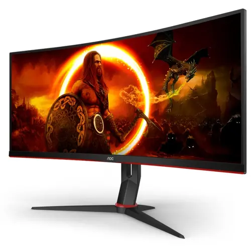 Монитор, AOC CU34G2XP/BK, 34" Curved 1500R VA, WLED, 3440x1440@180Hz, 1ms GtG, 1ms MPRT, 430 cd/m2, 4000:1, 80M:1 DCR, Tilt, Height Adjust, Swivel, 2xHDMI, 2xDP, USB hub - image 1