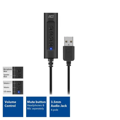 Звукова карта Ewent AC9360, 2.0, USB, 3.5 mm, Черна - image 1