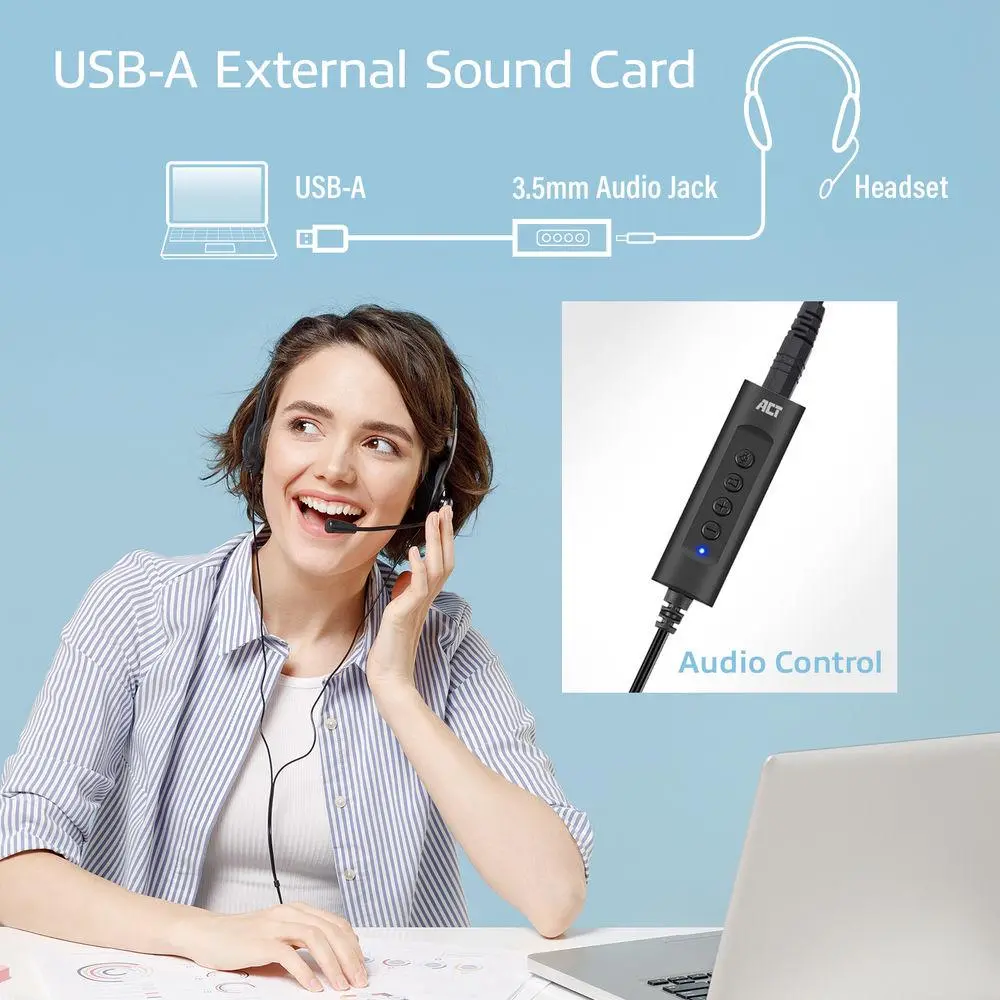 Placă de sunet Ewent AC9360, 2.0, USB, 3.5 mm, Neagră - image 5
