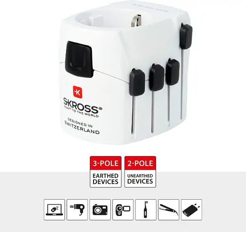Адаптер SKROSS PRO Earthed 1103145, World, Бял - image 1
