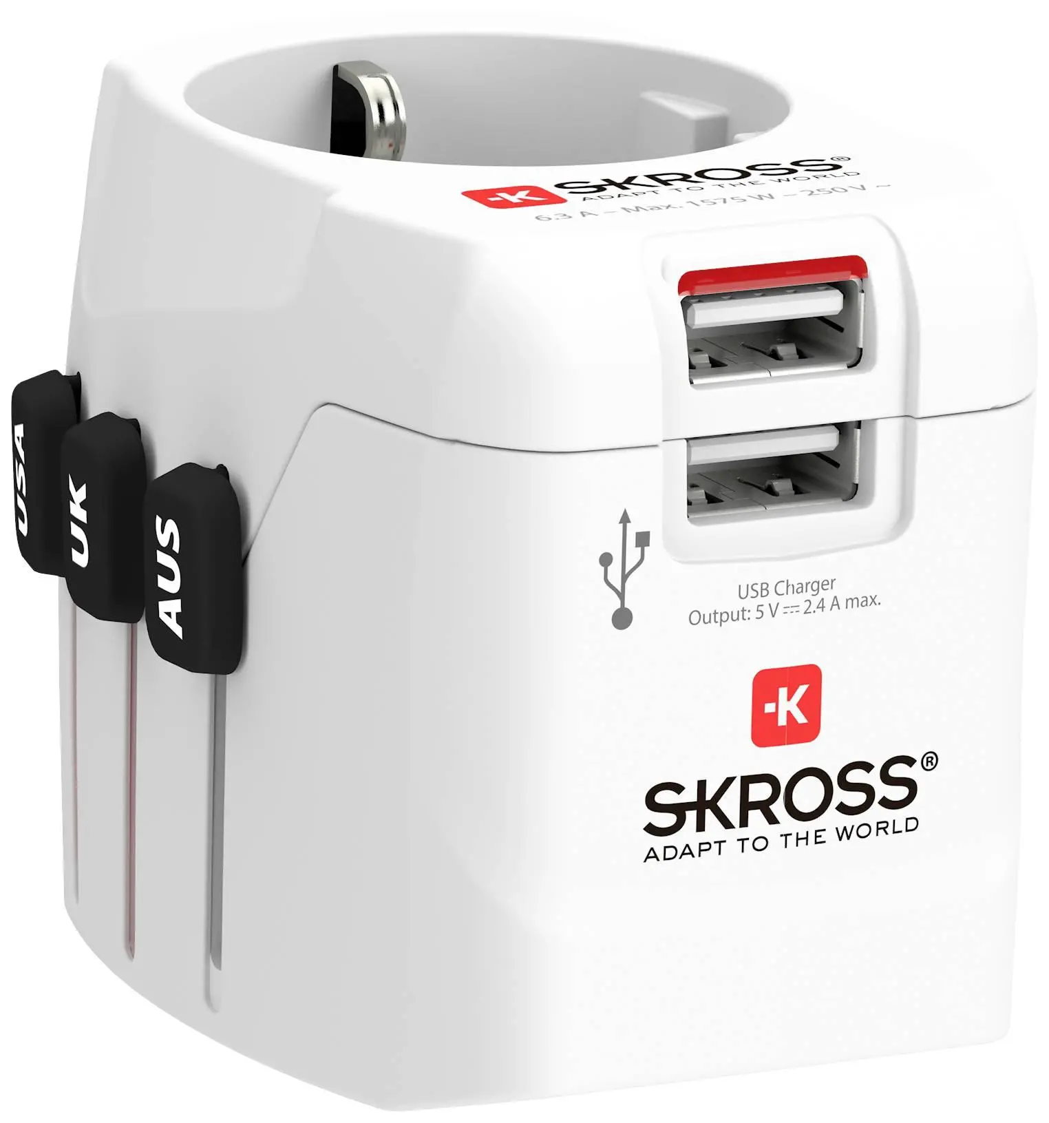 Адаптер SKROSS PRO Light, 2 x USB-A, World, Бял - image 1