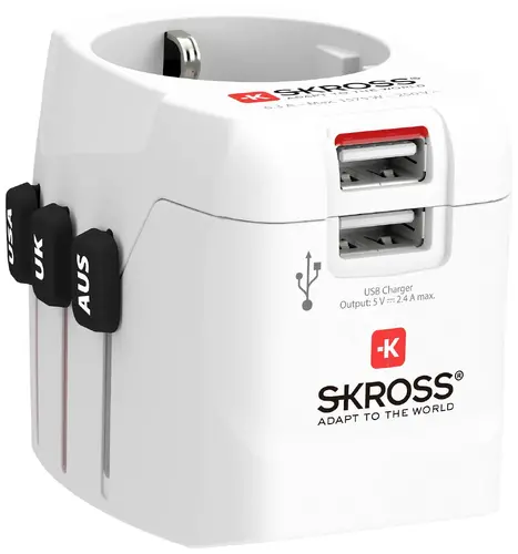 Адаптер SKROSS PRO Light, 2 x USB-A, World, Бял - image 1