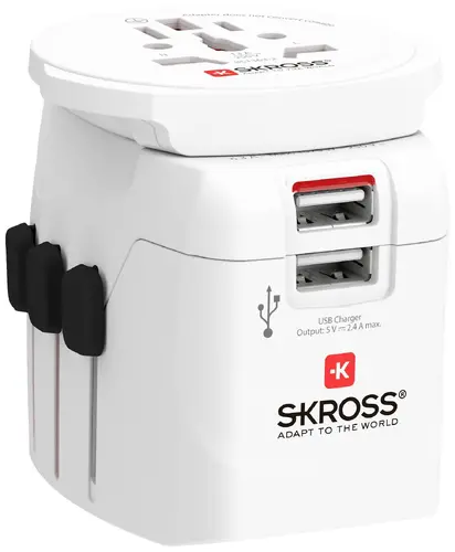 Адаптер SKROSS PRO Light, 2 x USB-A, World, Бял - image 2