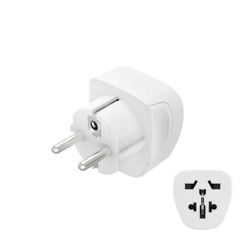 Travel Адаптер Hama Type E и F, 3-Pin, Универсален, World / Europe, бял