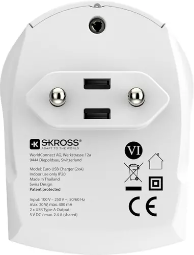 Αντάπτορας-φορτιστής SKROSS Euro USB Charger 1.302421, 2 x USB-A, 2.4A - 4