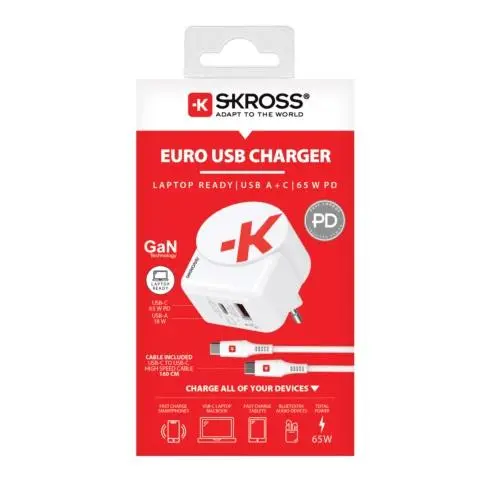 Адаптер-зарядно SKROSS Euro USB Charger AC65PD, USB-A, USB-C - image 2