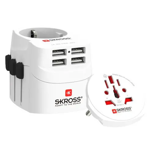 Адаптер SKROSS PRO Light 4 x USB-A, 1.302471, World, Бял - image 1