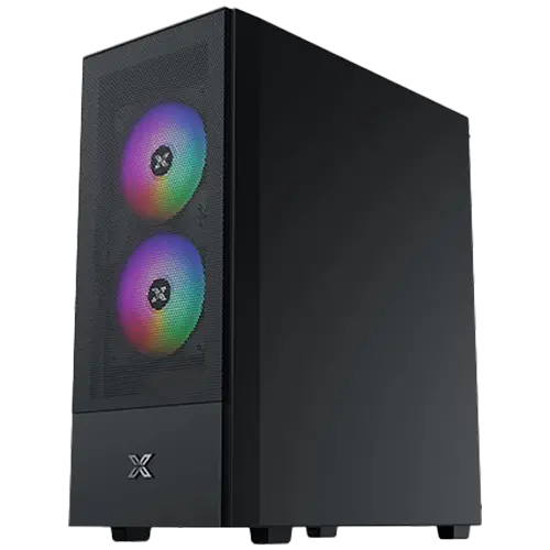 Hero II Air 3F negru EN41655, ATX/M-ATX/MINI ITX, USB3.0 X1, USB2.0 X2, HD AUDIO, grilă frontală tip plasă & TG pe stânga, 3 buc. ventilator LED fix - image 2