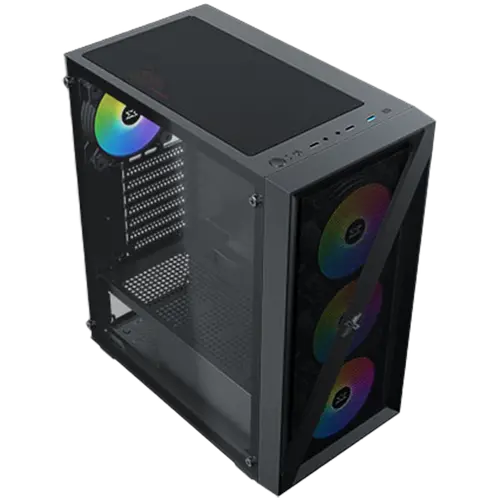 Xigmatek Blade EN40887 ATX/M-ATX/MINI ITX, USB3.0 X1, USB2.0 X2, HD AUDIO, Mehsed Grill Frontpanel & Left Tempered Glass, 4PCS X20C Auto Running LED Fan - image 5
