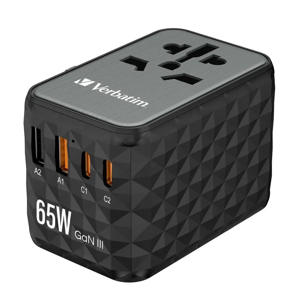 Адаптер, Verbatim UTA-05 GaN III Universal Travel Adapter with 2 x USB-C PD 65W & QC 4+ / 2 x USB-A - image 6