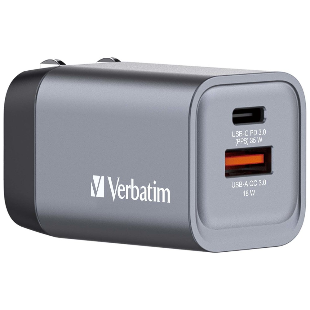 Зарядно устройство, Verbatim GNC-35 GaN Charger 2 Port 35W USB A/C (EU/UK/US)