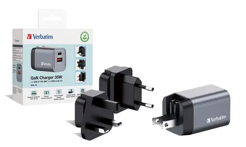 Φορτιστής, Verbatim GNC-35 GaN Charger 2 Port 35W USB A/C (EU/UK/US) - 7