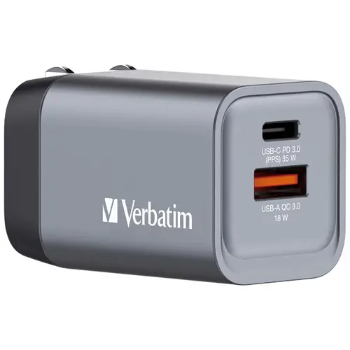 Φορτιστής, Verbatim GNC-35 GaN Charger 2 Port 35W USB A/C (EU/UK/US) - 1