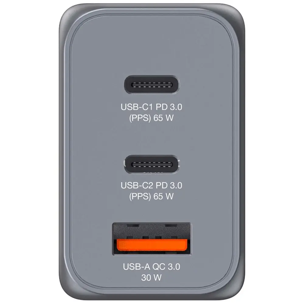 Зарядно устройство, Verbatim GNC-65 GaN Charger 3 Port 65W USB A/C (EU/UK/US) - image 1